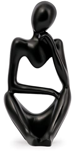 Innolites Kunstharz-Statue Denker Stil Dekoration Abstrakte Skulpturen Sammelfiguren für Heimdekoration Modernes Büroregal Desktop (schwarz-rechts)