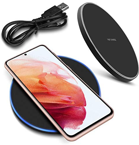 QI Wireless Kabellos Ladestation kompatibel mit Samsung Galaxy S26 S25 S24 S23 S22 S21 Plus Ultra Edge FE 5G Ladematte Charger Induktives Universal Schnellladegerät, Farben:Schwarz