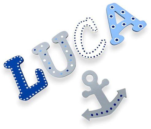 Tolle Holzbuchstaben für Kinderzimmer-Tür, Design Luca 6 verschiedene Größen - 6 verschiedene Schriftarten (30cm)