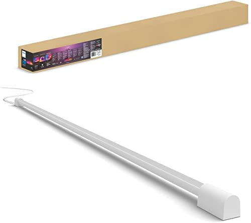 Philips Hue – Lámpara inteligente, Hue Play, Tubo de Mesa LED Inteligente, Luz Blanca y de Colores, Compatible con Alexa y Google Home, Color Blanco - 125cm