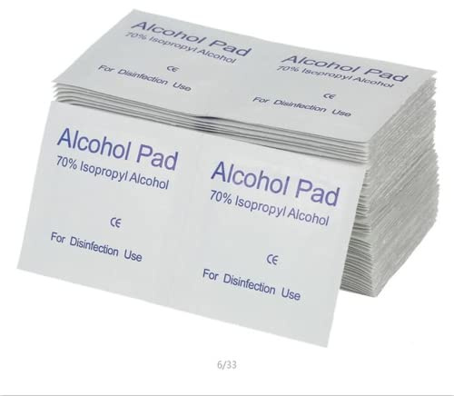 100pcs Disposable Alcohol Pads,Individually Wrapped First Aid Skin Cleaning Easy-Tear Sachet Wipes,70% Alcohol Pre-Injection Isopropyl Wipes