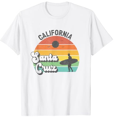 Santa Cruz Beach California Retro Vintage Surfer Herren T-Shirt