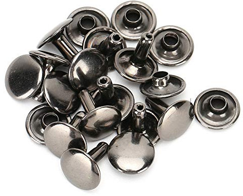 200 Set di Rivetti Rotondi in Pelle, Chiodo a Fungo con Doppia Copertura Bottone in Metallo Fai Da Te per Jeans, Scarpe, Borse, Attrezzi per Fissare I Vestiti, 10x10mm(Nero)