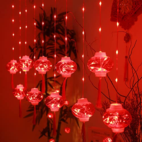 Guirlandes lumineuses de lanternes rouges à LED, guirlandes lumineuses de rideau du Nouvel An chinois 2022, lumière de fée de festival de printemps de LED pour le décor de vacances