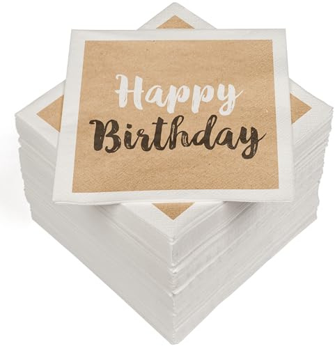 HEKU Lot de 100 serviettes en papier triple épaisseur, 33 x 33 cm, absorbantes et pratiques dans un emballage pratique, idéales pour les mariages, anniversaires et occasions spéciales, anniversaires,
