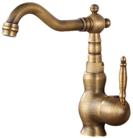 Sticque Miscelatore Bagno Lavabo Monocomando Girevole A 360° Antico Vintage Bronzo Ottone Ceramica