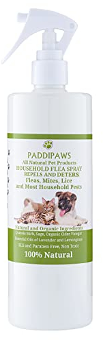 PADDIPAWS 100% Natural Flea Spray for the house - Household Flea Treatment - use with Flea away Spot on and Flea away spray - Eco Friendly Flea and Pest Deterrent 500ml