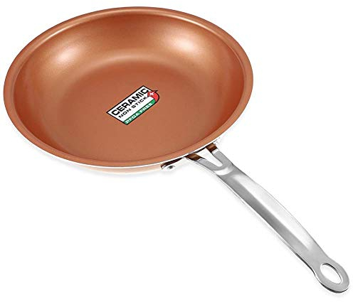 Stekpanna Kopparpanna Nonstick Stekpanna Aluminium,Stekpanna med keramisk beläggning,Stekpanna,Omelett nduktion Kompatibel 24CM (9,44 Inch),Koppar,24cm Stekpanna