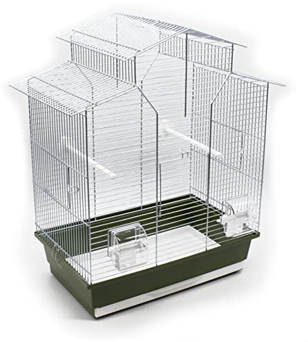 Zoopaul XL Vogelkäfig IZA 2 II olivgrün weiß 52x30x60 cm Wellensittiche Kanarien Käfig