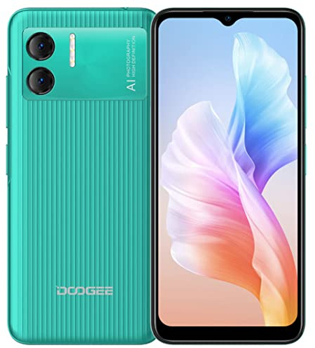 DOOGEE Android 12 Téléphone Portable Débloqué X98 Pro, 6,52'' HD+ Écran Smartphone, Helio G25 Octa Core 4Go+64Go(SD Externe 1TB), Double Caméra 12MP, Dual SIM, GPS Déverrouillage du Visage Vert