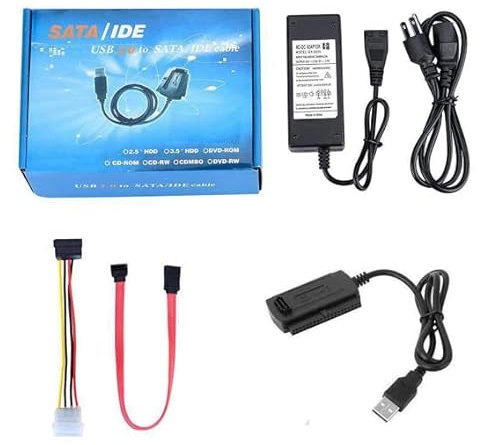 VIHELM Cable adaptador SATA a USB 2 SATA IDE PATA IDE a USB convertidor para SSD HDD de 2,5 3,5 pulgadas con adaptador de CA
