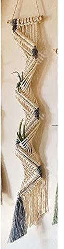 EXQULEG Makramee -Wandbehang, Handarbeit Baumwollseil Wanddekoration Bohemian-Heimdekorationfür Pflanzen für Innen, Garten, Wohnzimmer,Außen, Balkon, Fenster, Balkone Wanddekoration (Blau,20x75cm)