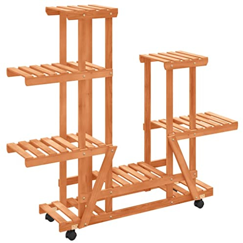vidaXL Portafiori con Ruote 95x25x101 cm in Legno Massello di Abete, Porta Fiori, fioriera, Vaso per Fiori, portafiori, Supporto per Fiori