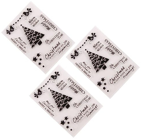 VILLCASE 3stücke Transparente Weihnachtsbaum-siegelstempel Aus Tpr Klare Wiederverwendbare Stempel Für Scrapbooking Basteln Fotoalbum Tagebuch Notizbuch Karte Einladung Kalender Planer Diy-
