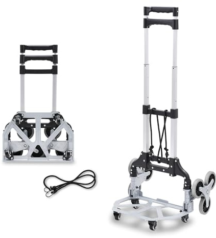 Daromigo treppensteiger sackkarre klappbar,Transportkarre extra Langer Teleskopgriff 100 cm,Aluminium treppensackkarre mit Anti-Rutsch-Pads,Soft-Laufflächen