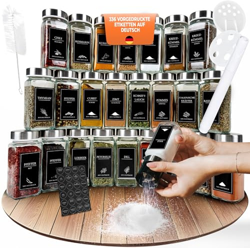 comforder Lot de 24 pots à épices carrés avec couvercles - 120 ml (métal)