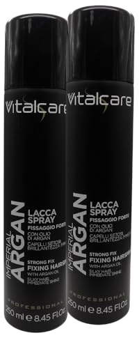 IMPERIAL ARGAN, Lacca Spray Fissaggio Forte, Con Olio Di Argan. Capelli Setosi, Brillantezza Immediata 250ml (2 Spray)