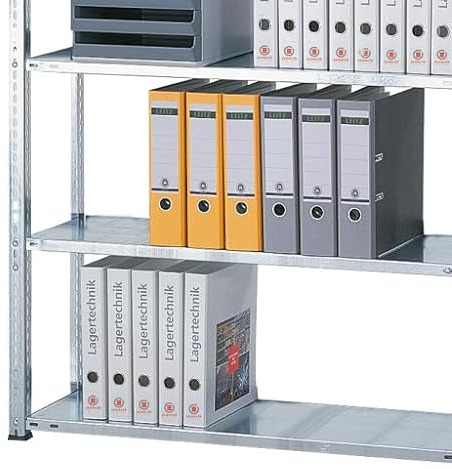 qpool24 Anbauregal, Büro-Fachbodenregal Schraubsystem MULTIplus85, 2300 x 1000 x 300 mm (HxBxT), 6 Fachböden, verzinkt, ohne Anschlagleiste