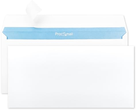 Netuno 1000 weiße Briefumschläge DIN Lang 11 x 22 cm 90g Umschläge Weiß ohne Fenster lange Briefkuverts haftklebend DL Briefhüllen Postumschläge Papierumschläge Geschäftsumschläge mit Innendruck