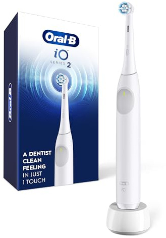 Oral-B Rechargeable Electric Toothbrush, iO2, 3 Cleaning Modes, Automatic Pressure Sensor to Protect Gums, Pure White