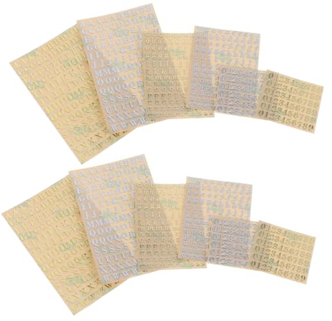 Tofficu 12er-pack Buchstaben- Und Zahlenaufkleber Metall-alphabet-aufkleber Zum Basteln Für Weihnachtsdekorationen Sammelalben