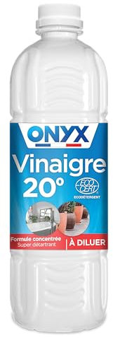 Onyx - Vinaigre Concentré 20° - Détartrant - Nettoyant - Pour la Maison et les Extérieurs - Facile à Diluer - Ecocert - 100% d'Ingrédients d'Origine Naturelle - Fabrication Française - 1L