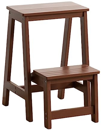 Trittleiterstuhl aus Holz – Multifunktions-Tritthocker für zu Hause – Klappbarer Fußhocker mit Stauraum – Ausstellungsständer und Blumenständer für den Heimgebrauch – Tragbar, platzsparend – Zweistö