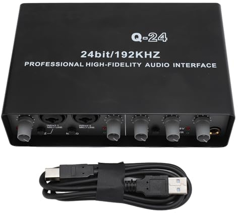 Audio-Interface mit 48 V Phantomspeisung, 24 Bit 192 KHz, Sound-Interface für Live-Übertragung, Heimaufnahme, Musikproduktion, Gitarre, Podcast