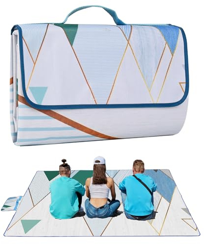 Coperta da picnic, pieghevole, impermeabile, 200 x 200 cm, extra grande, per campeggio, escursioni, viaggi, famiglia, concerti