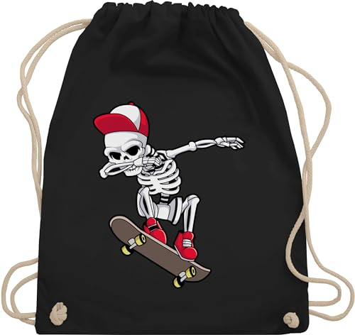 Shirtracer Turnbeutel Rucksack - Taschen - Dabbing Skelett Skateboard | Dab Skelett Skater Cool - Unisize - Schwarz - mit skate