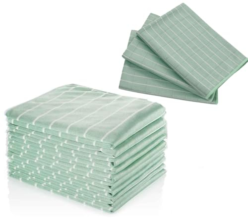Frypay Lot de 12 Chiffons de Nettoyage en Bambou,Chiffon Microfibres en Bambou 40x40cm, nettoie Toutes Les Surfaces sans Trace