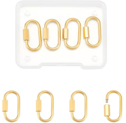 UNICRAFTALE 4 Stück Goldener Karabinerverschluss Schraubverschluss Edelstahl Ovaler Schraubverschluss Clip Verschlüsse Karabinerverschluss Metall Clip Haken Quick Link Für Schmuck Handtasche Zubehör