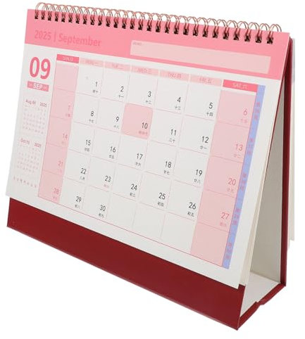 OHPHCALL Neuer Titel Eleganter Tischkalender Minimalistisches Design Dekorativer Schreibtischkalender Für Büro Und Zuhause Zur Terminplanung Und Notizen Große Weinrot