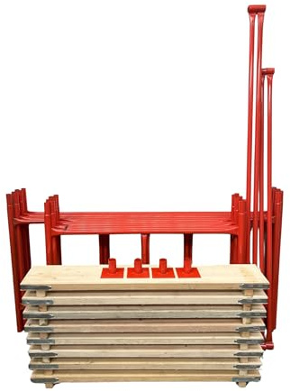 HILL TOP FABRICATIONS CO (1998) LTD - Scaffolding Tower with Scaffolding Boards 5.94 Meters (19'6) Working Height 6x4 Base Size. Steel & Polyester Powder Coated (PPC) High Quality Durable Finish.