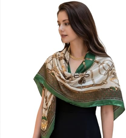 LA FERANI Damen Seidentuch beige bunt korean Stil Halstuch Seide formelle Anlässe Tuch Umschlagtuch leicht 90x90cm Geschenk für Sie