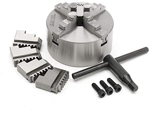 Sanou K12-125 - Mandrino autocentrante per tornio a 4 ganasce, 125 mm, con chiave