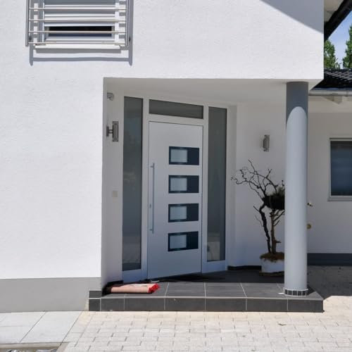 Haustür Montageset Hauseingangstür Nebeneingangstür Außentür Kellertür Eingangstür Wohnungstür Weiß 100x210 cm Aluminium und PVC