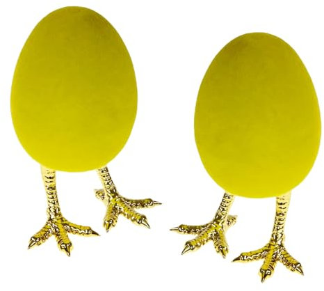 MACOSA WV55800_x2 Dekoeier auf Füßen 2er Set Grün Gold 12 cm Ei Osterdeko Osterei Oster-Dekoration Tischdeko Deko-Figur Ostern Osterdekoration