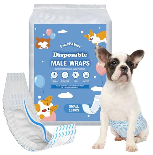 FuzzFables Dog Diapers Male, 20 Count, S, Wider Belly Bands