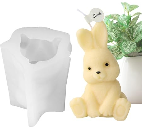 Molde de conejos de silicona - lindos moldes de velas de animales en 3D, herramientas de resina premium | Molde de yeso versátil, moldes decorativos de cera, manualidades hechas a mano perfectas, idea
