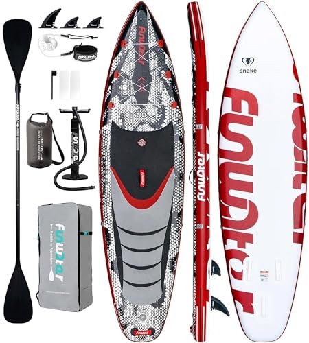 FunWater 10'6–11'6 SUP Board, aufblasbares Stand-Up Paddle Board für alle Könnensstufen, ideal für Einsteiger & Familien, mit Anti-Rutsch Eva-Deck, Paddel, Pumpe & komplettem Zubehör