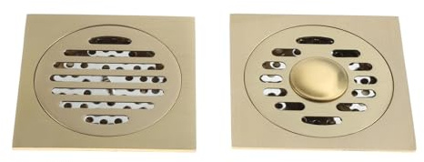 Sumidero Terraza Desagüe de suelo de 1 pieza, escurridor de ducha de latón macizo de doble uso, drenaje cuadrado de 100mm/3,94 pulgadas, accesorios de suelo de baño dorado, moderno y Simple(Monofuncti