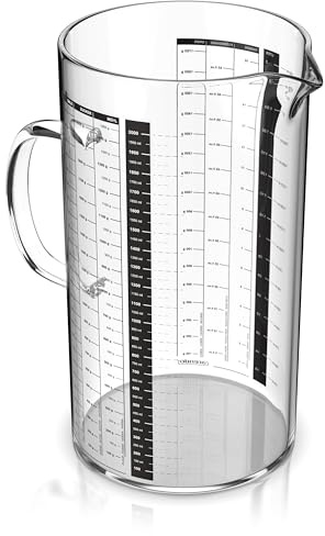 Arendo - Messbecher Glas 2 Liter - 2000 ml Glasmessbecher – Borosilikatglas – für Mehl Zucker Gewürze Flüssigkeiten Süßigkeiten – 2l Glasbehälter - lebensmittelecht