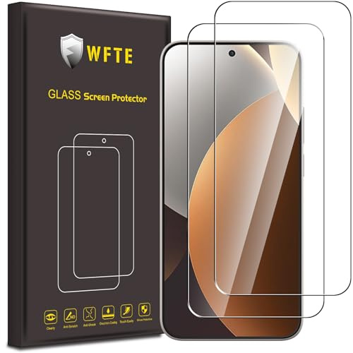 WFTE 2-Pack Tempered Glass for Xiaomi Redmi Note 15 Pro 5G Screen Protector,9H Hardness,Anti-Scratch,Anti-Fingerprint,Bubble-Free,HD Clear,Protective Film for Redmi Note 15 Pro 5G,Case Friendly