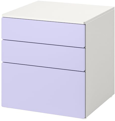 ProTuning PLATSA/SMÅSTAD Cassettiera con 3 cassetti, bianco/lilla, 60x57x63 cm
