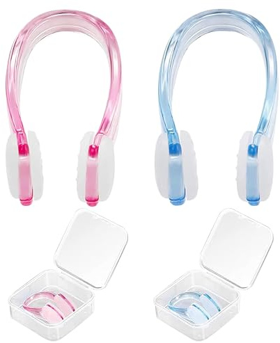 EKKONG Pinzas Nasales para NatacióN de Silicona con Caja De Almacenamiento, 2 Piezas Pinzas Antideslizantes para La Nariz, Pinzas Nasales Impermeables para Adultos, NiñOs, NatacióN, Buceadores