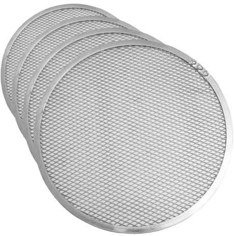 FMprofessional Teglia da forno in alluminio rotonda forata o retina rotonda per cuocere pizze, raffreddare pasticceria e scongelare alimenti, 33 x 33 x 0,3 cm, 1 pezzo (Confezione da 4)