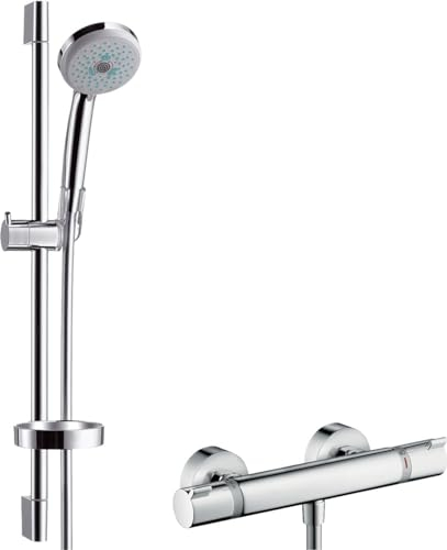 Ensemble de Douche Croma 100 Multi 3 jets avec Mitigeur Thermostatique et Barre 65cm Chrome 27086000