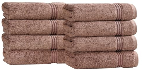 Superior Handtuch-Set, klassisch, lang, gekämmte ägyptische Baumwolle, ultraweich, saugfähig, 8-teilig, 40,6 x 76,2 cm, Mokka, 8-teilig