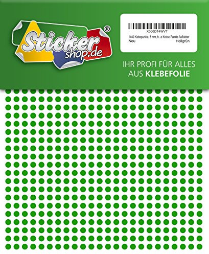 1440 Klebepunkte, 5 mm, hellgrün, aus PVC Folie, wetterfest, Markierungspunkte Kreise Punkte Aufkleber